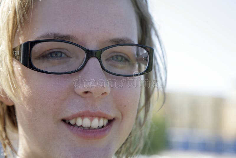 Cute girl wearing glasses stock photo. Image of merry 13753624