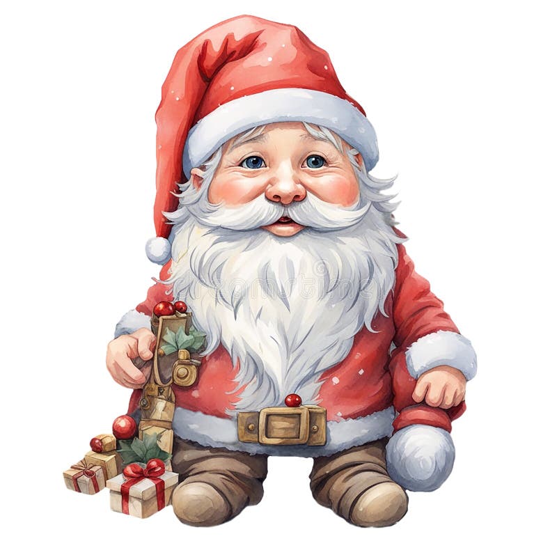 Cute Gnome Santa Claus with Red Color, Transparent Background. Stock ...