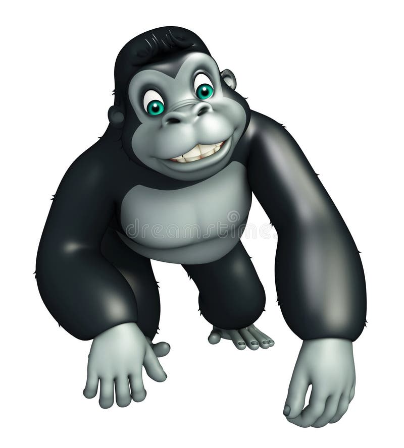 Cute Gorrilla Funny Cartoon Character Stock Illustration - Illustration
