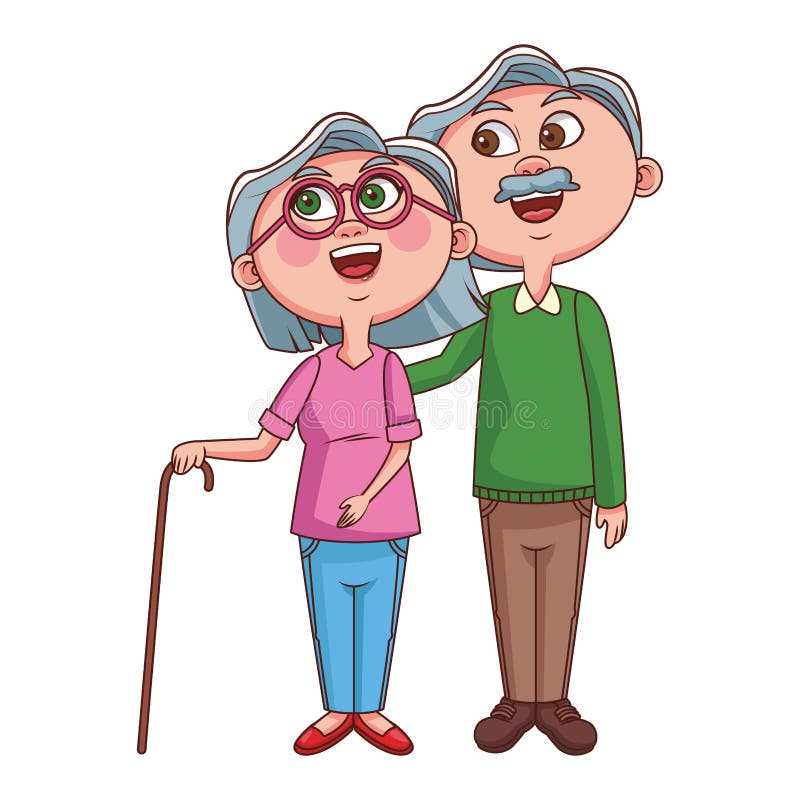 Cute grandparents cartoon stock vector. Illustration of graphic - 108643211