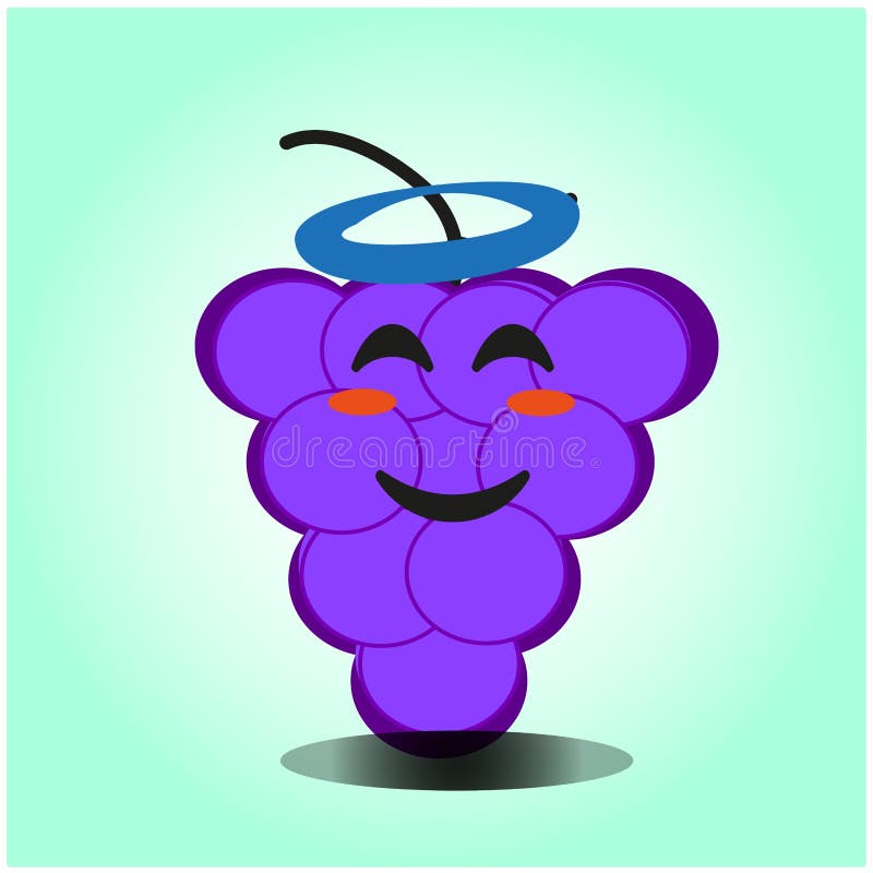 Cute Grapes Cartoon Mascot Character Vector Design Stock Vector