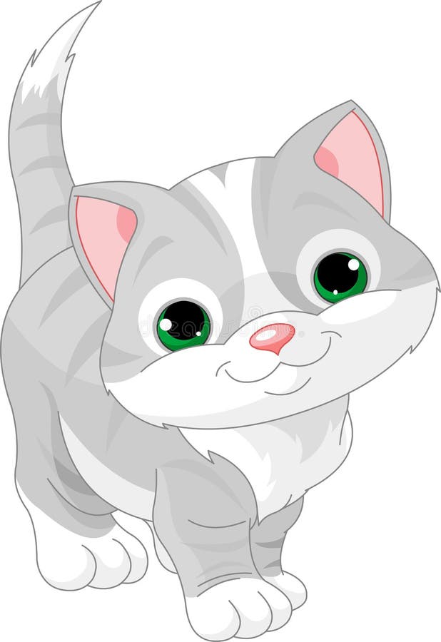 Cute Gray Kawaii Tabby Cat stock vector. Illustration of animal - 40991470