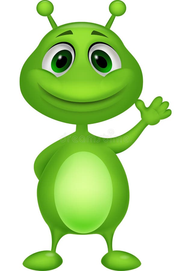 Cute green alien cartoon stock vector. Illustration of funky - 33237010