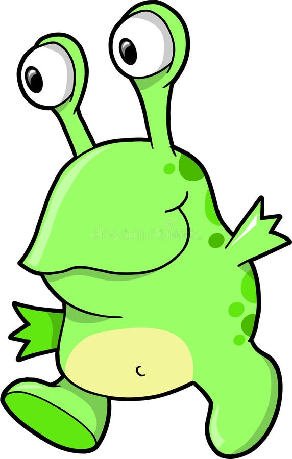 Cute Green Alien Vector stock illustration