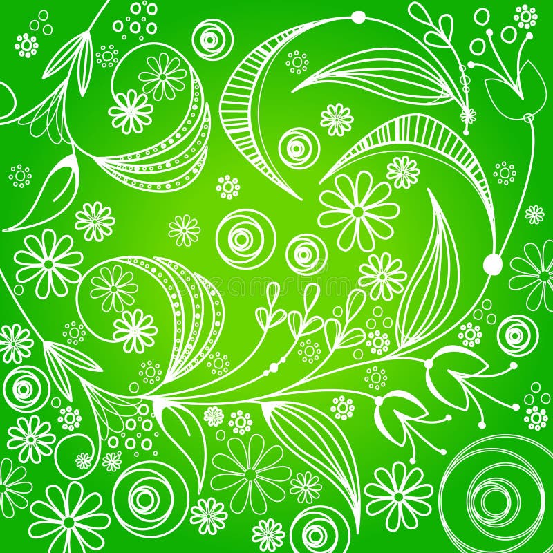 Cute Green Floral Background Stock Vector - Illustration of card