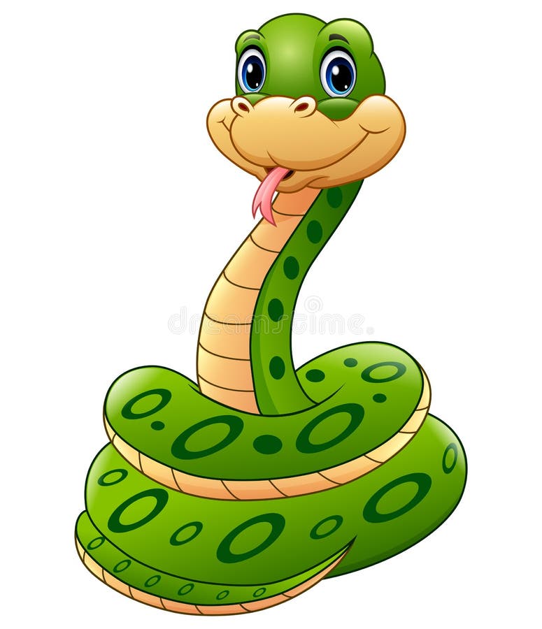 Cute Green Snake Animal Cartoon Stock Vector - Illustration of python,  comic: 157877077