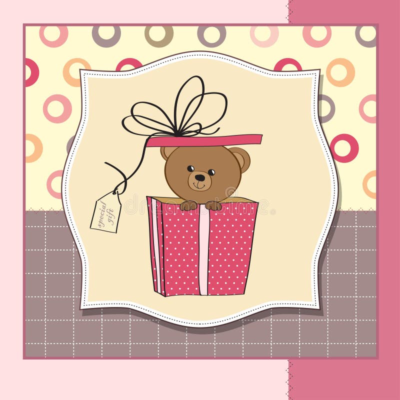 Cute greeting card with teddy bear