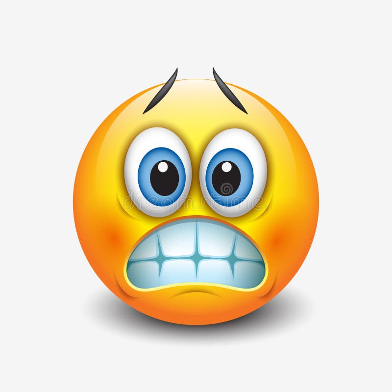 Cute Grinning Emoticon Showing Teeth, Emoji, Smiley - Vector