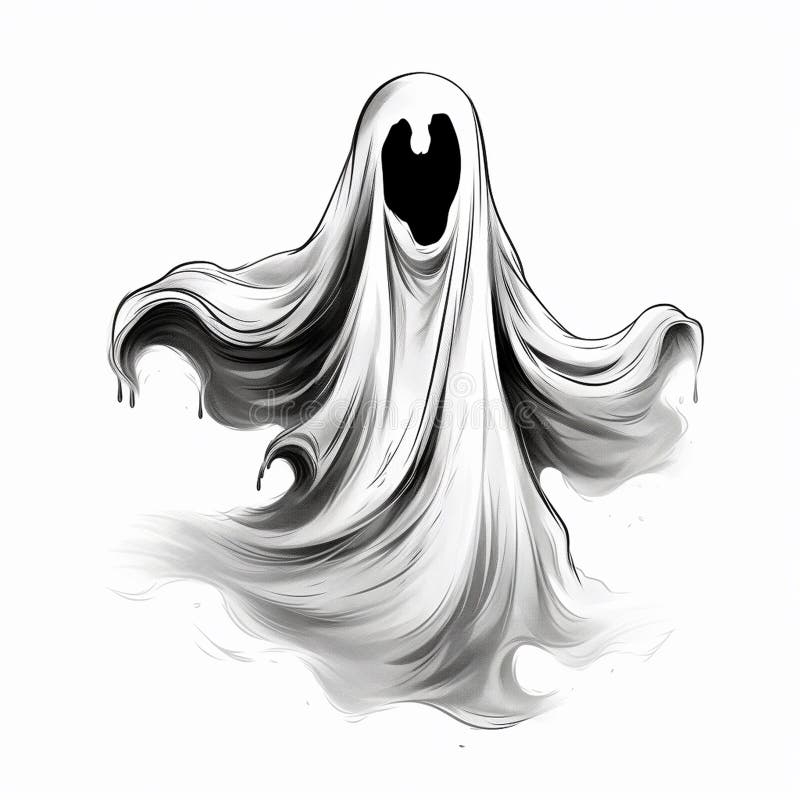 Cute Halloween Ghost Drawing Stock Illustration Illustration of