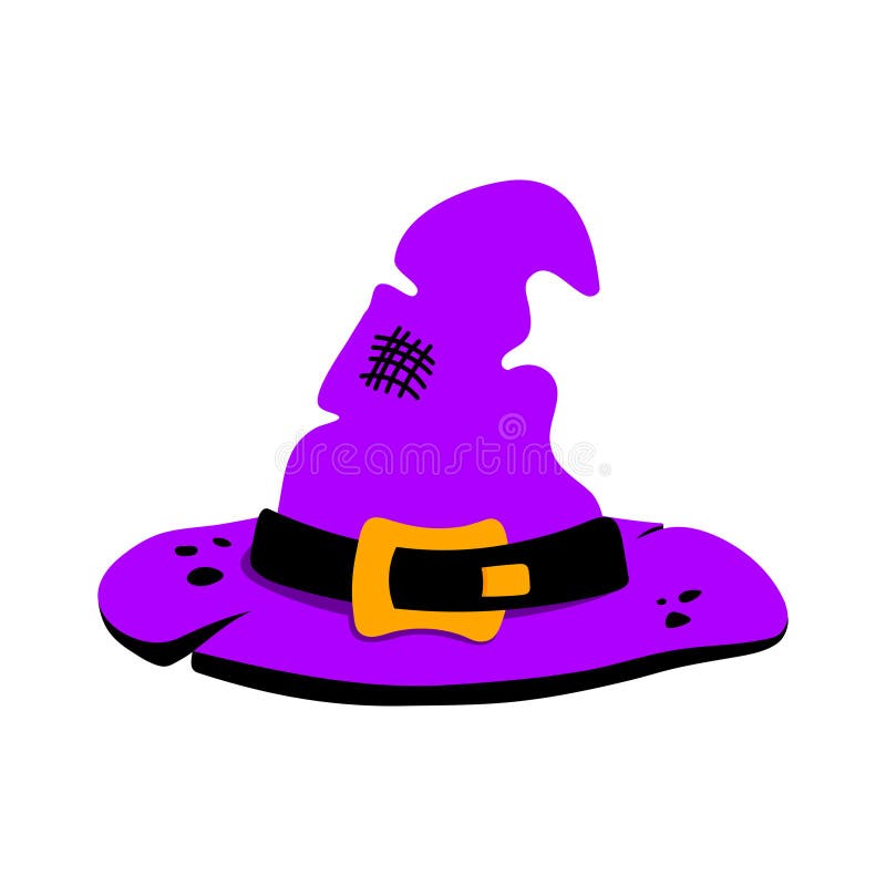 Cute Halloween witch hat. Vector Halloween illustration for greeting, print, fabric, decoration, sticker, web. vector illustration