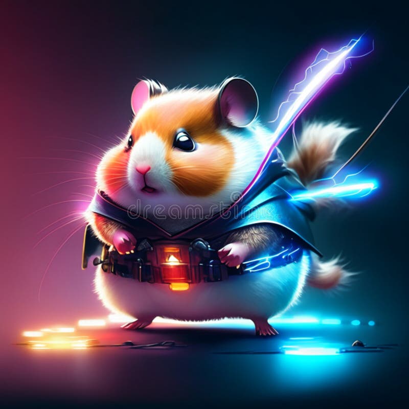 Cute hamster with a magic wand on a dark background. generative AI  generative AI design for Instagram, Facebook wall painting