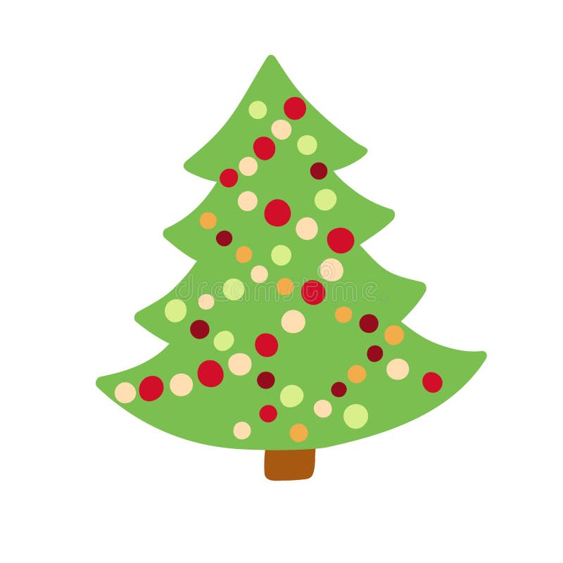 Cute Hand-drawn Cartoon Christmas Tree with a Garland. Stock Vector - Illustration of holly, winter: 233272816 Cute Hand-drawn Cartoon Christmas Tree with a Garland. Stock Vector - Illustration of holly, winter: 233272816