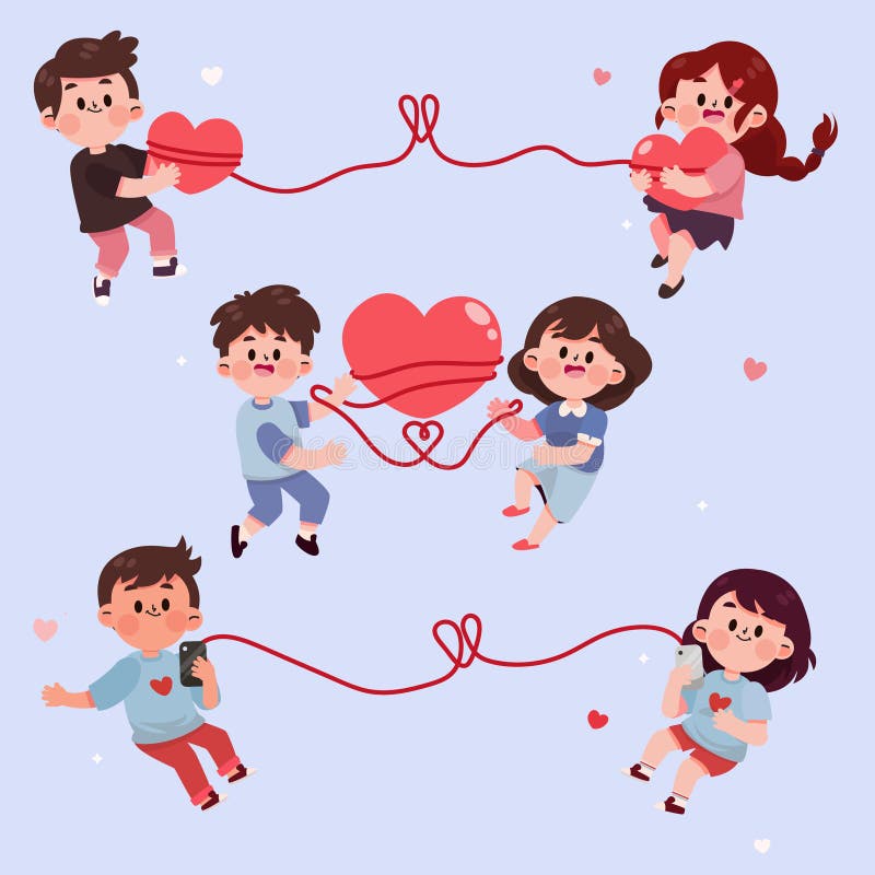 Cute Hand Drawn Couples Stickers Set Vector Illustration. Stock Vector