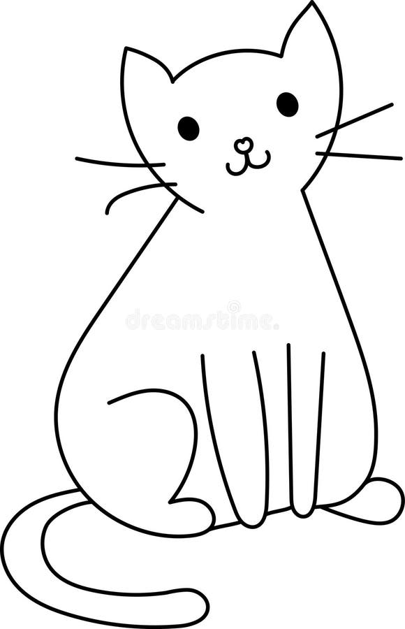 Cute Hand Drawn Doodle Cats Funny Kittens Collection - Simple funny cute doodle cats, line outline icons set stock illustration