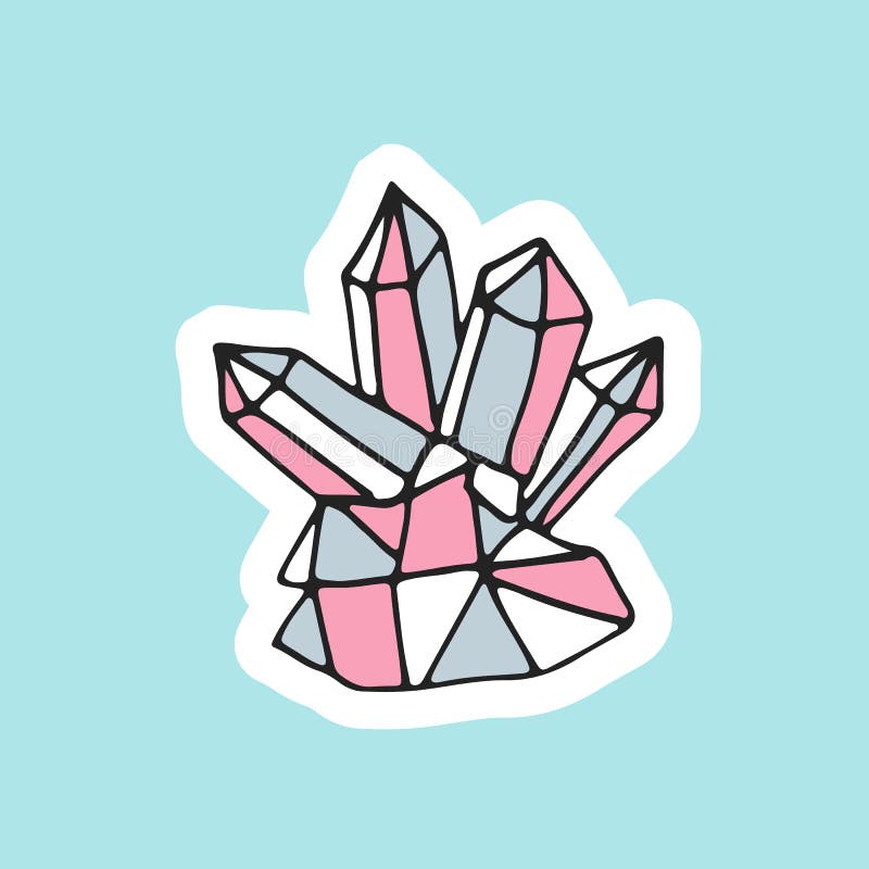 Cute hand drawn magic crystal in patch style. Great design of rhinestone for embroidery, sticker or pin. royalty free illustration Cute hand drawn magic crystal in patch style. Great design of rhinestone for embroidery, sticker or pin. royalty free illustration