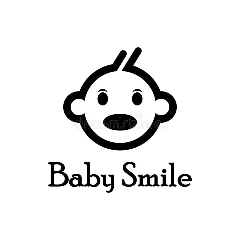 Cute Happy Baby Face Smile Logo Template Stock Illustration