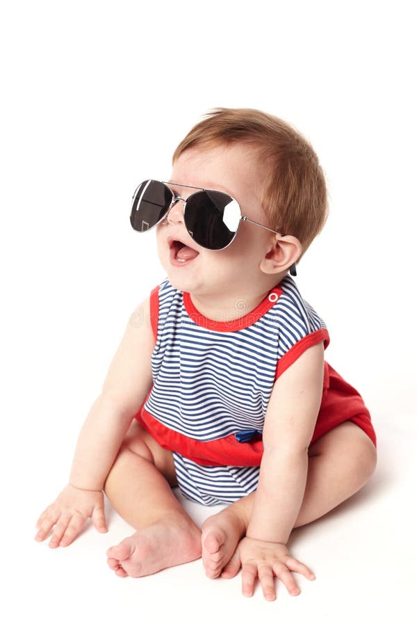 Baby with sunglasses stock image. Image of glasses, dress 9817915