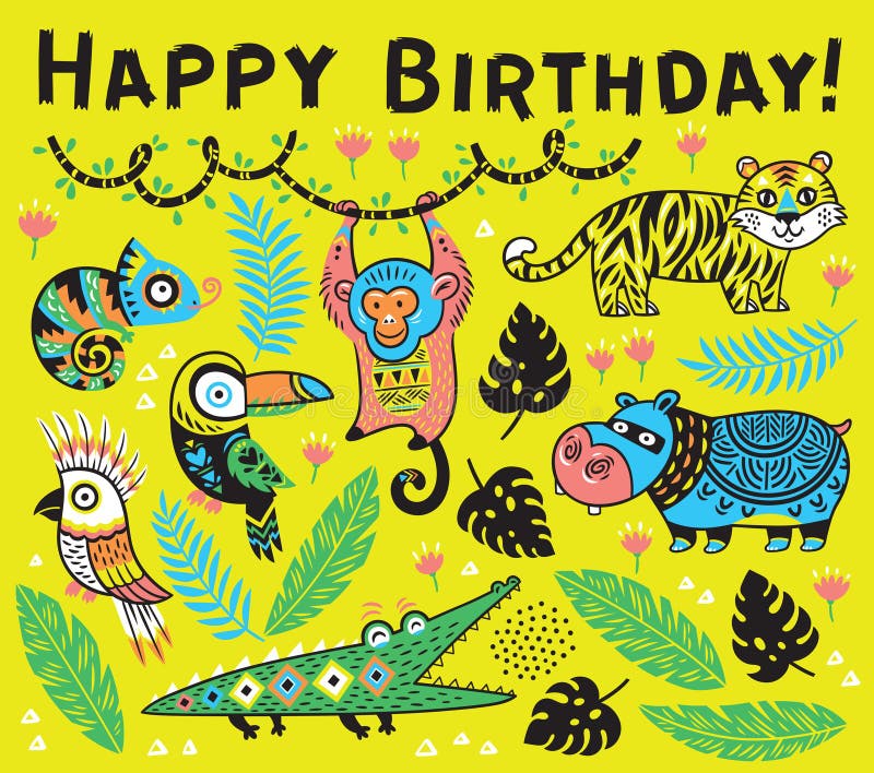 Happy Birthday Animal Cartoon