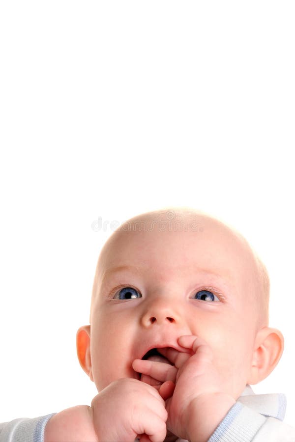Cute happy curious baby stock image