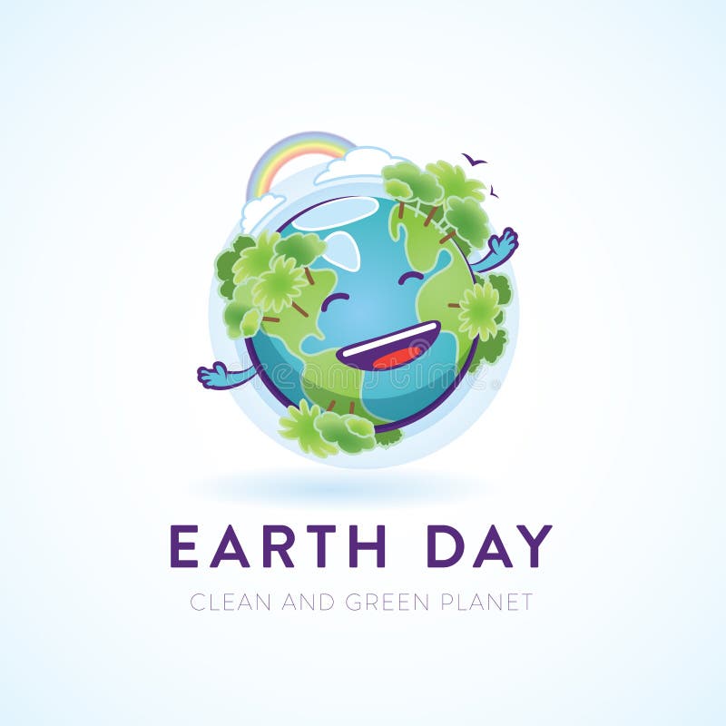Cute happy Earth character for an environmental cause vector illustration