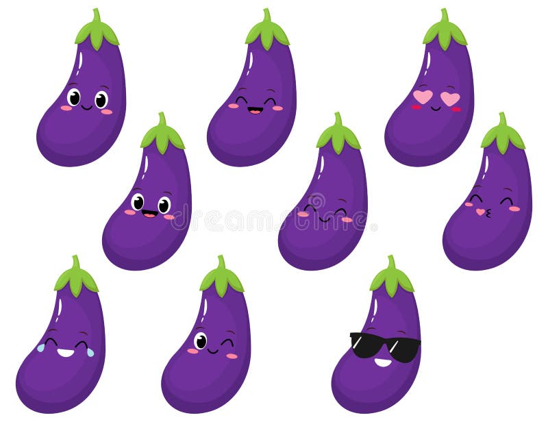 Eggplant and peach emoji Stock Vector