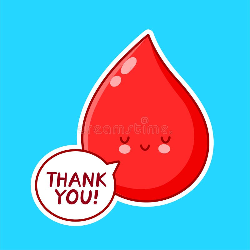 Cute Happy Blood Drop Character with Thank You Stock Vector - Illustration  of clinic, donor: 202100343
