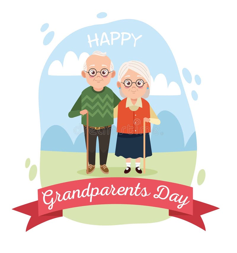 Cute Happy Grandparents Couple in the Camp Stock Vector - Illustration ...