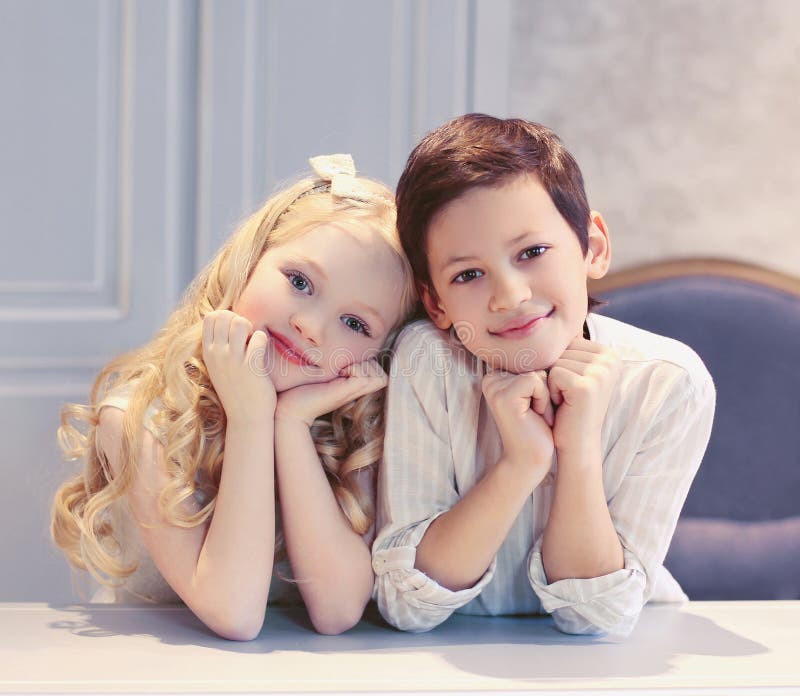 Cute Happy Kids Boy And Girl Stock Image Image Of Charming Peace