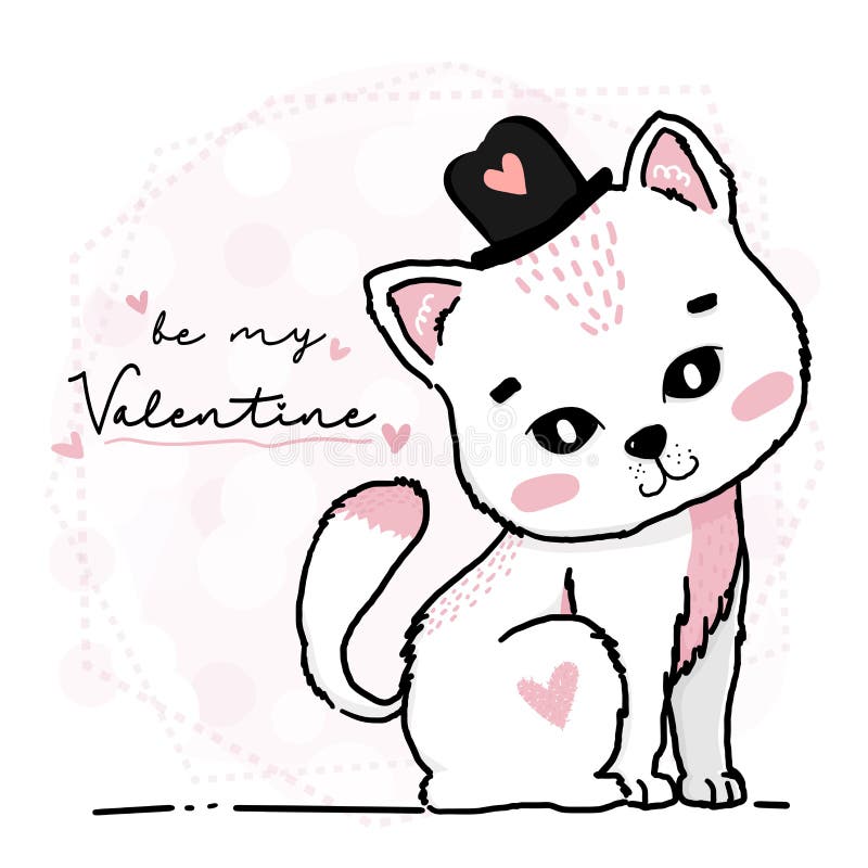 Premium Vector  Cute cat kitten with heart cartoon doodle