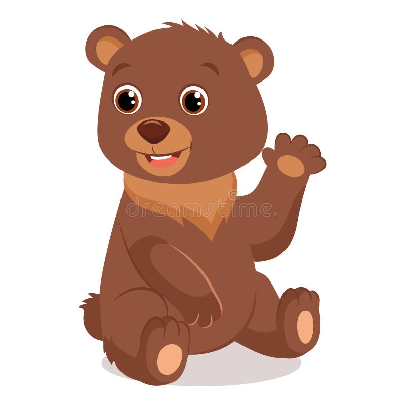 Cute Happy Little Bear Vector Illustration. Teddy Bear Waving Hand Stock  Vector - Illustration of cute, cartoons: 107423360