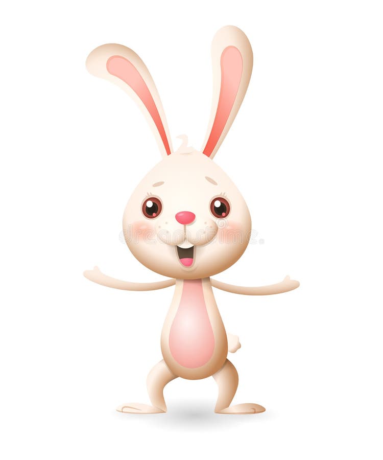 Cute happy little Easter Bunny - vector illustration isolated on white background royalty free illustration