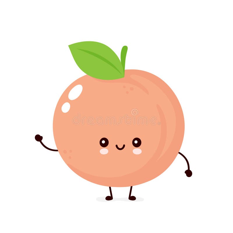 Cute Happy Smiling Peach. Vector Stock Vector - Illustration of healthy,  juicy: 157215583