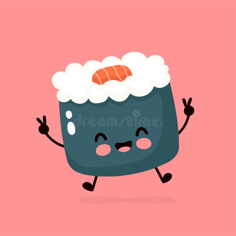 Cute Happy Smiling Sushi,roll.Vector Stock Vector - Illustration of