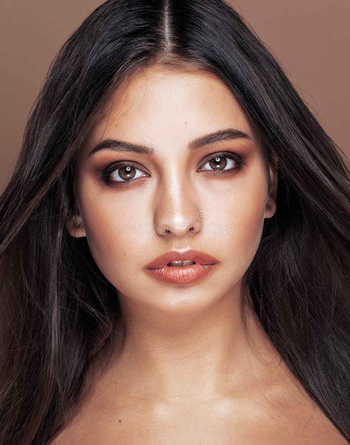 Cute Happy Young Indian Woman in Studio Close Up Smiling Stock Image ...