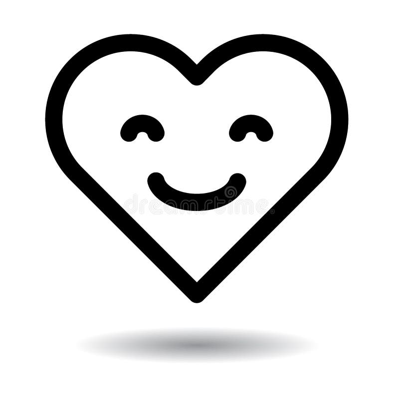 Cute Heart Emoji Black and White Stock Vector - Illustration of feeling,  face: 120369572