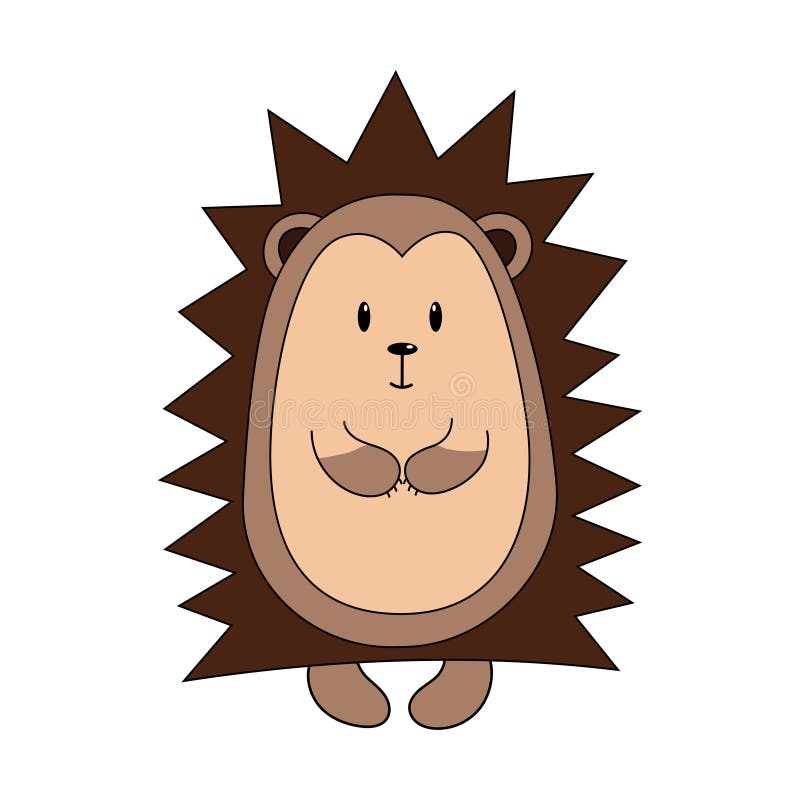 Cute hedgehog. Color vector illustration. The element is isolated on a white background. Wild forest animal.