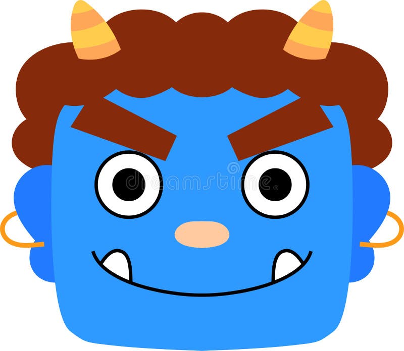Cute Japanese Blue Demon Mask Stock Vector - Illustration of monster ...