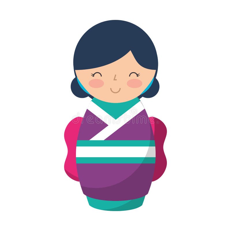 Cute japanese doll icon stock vector. Illustration of culture 90849825