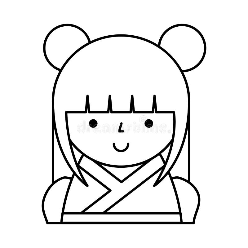 Cute japanese doll icon stock vector. Illustration of decorative 90849895