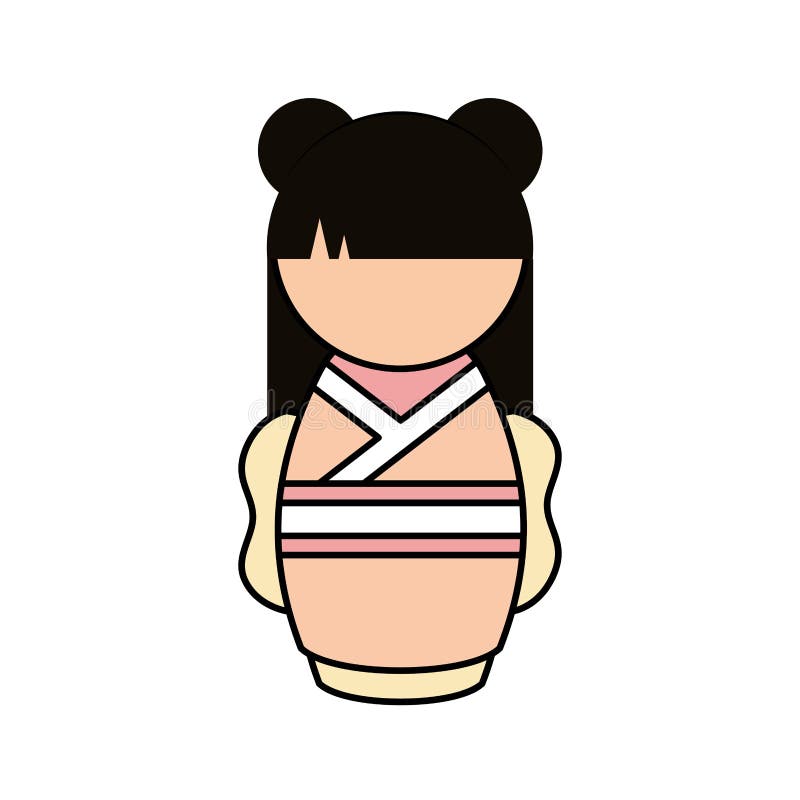 Cute japanese doll icon stock vector. Illustration of cartoon - 90850418