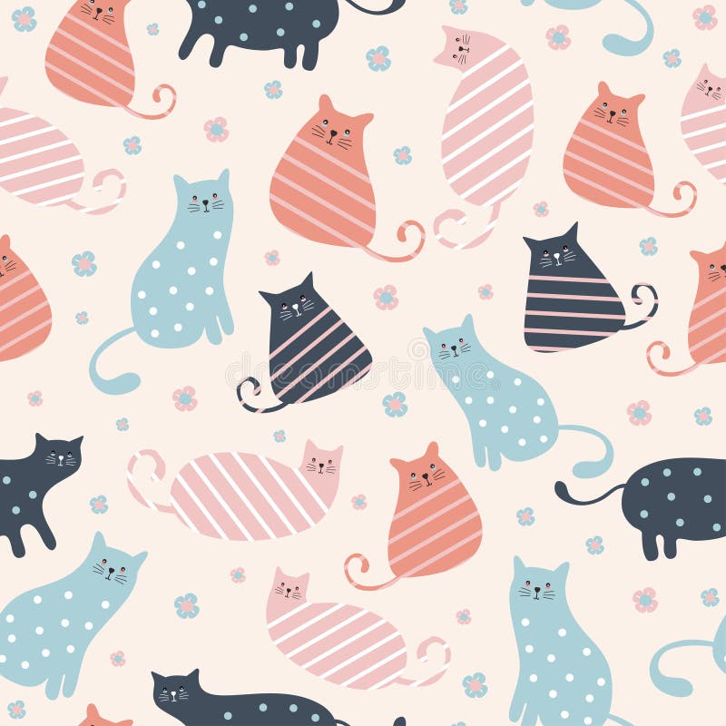 Cute Katzen nahtlose Muster mit farbigen Pastellfarben Kindergarten für Baby- und Kinderkleidung bekleiden und drucken vektor abbildung