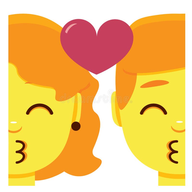 Vector Cute Kawaii Couple  Kissing  Emoji  Colorful Isolated 