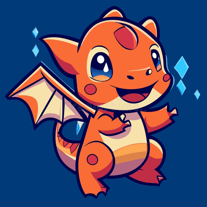 Dragon Fire Type Pokemon Kawaii Chibi Graphic · Creative Fabrica