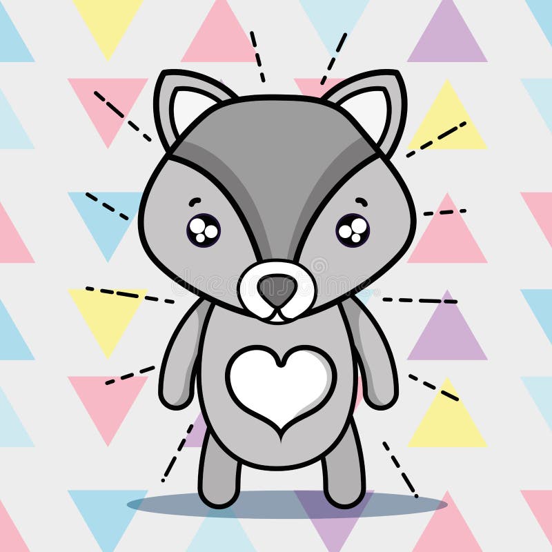 Cute Kawaii Wolf Expression Design Stock Vector Illustration of