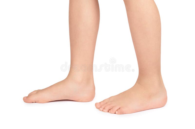 Cute Kid Leg Fast Growing Foot Isolated On White Background Stock