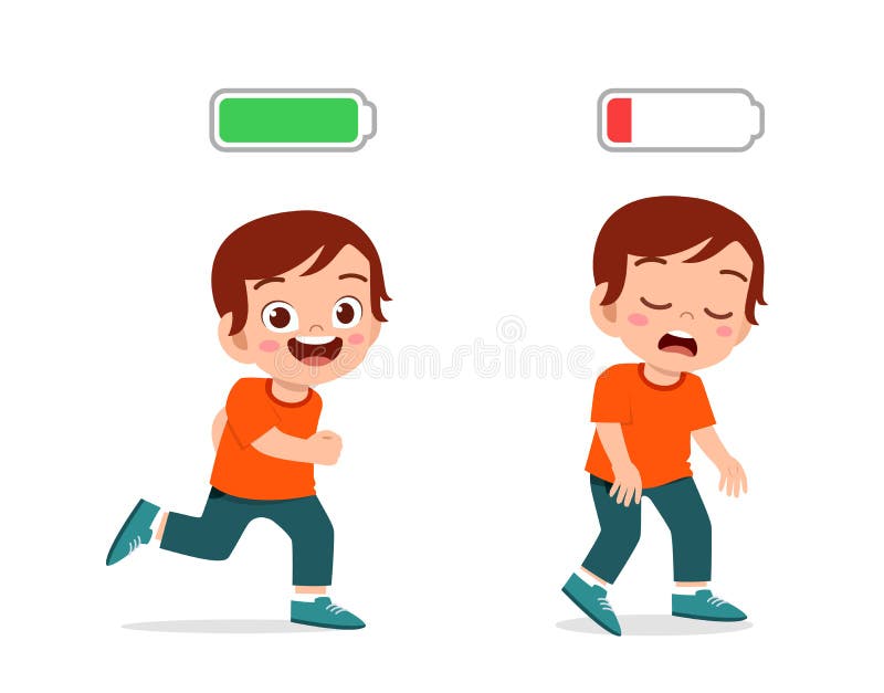 Cute Kid Power Full and Low Battery Stock Illustration - Illustration of  isolated, sign: 164365270