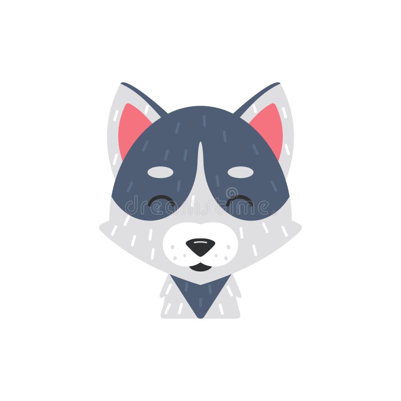 Cute Kid Wolf Face Vector Illustration Isolated On White Stock Vector Illustration Of Grey Children