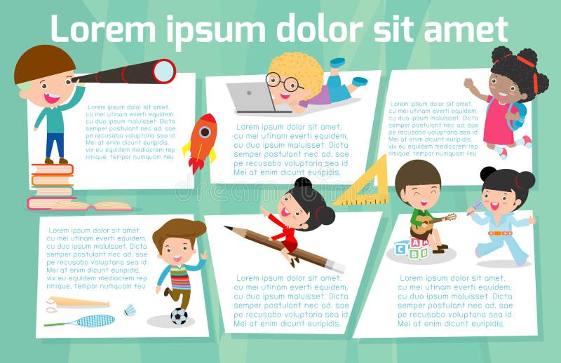 Cute kids education, back to school background, Template for advertising brochure,your text, ready for your message. Vector royalty free illustration