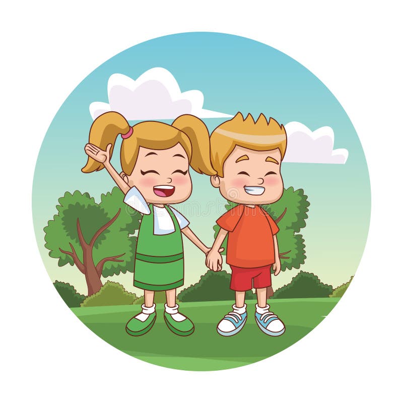 Cute kids playing at park stock vector. Illustration of people - 113177896