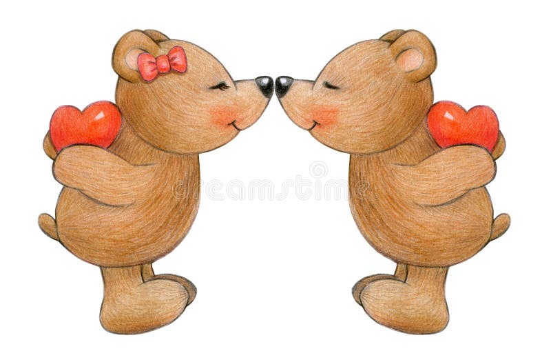 Cute, kissing bears.